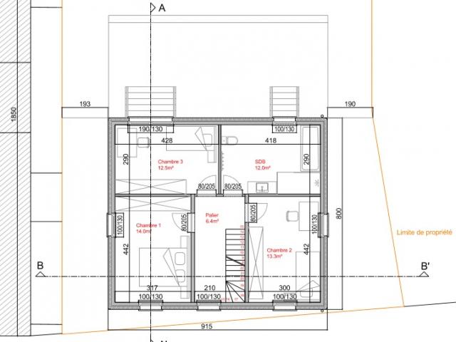 Mahieux : Habitation unifamiliale 3 chambres.